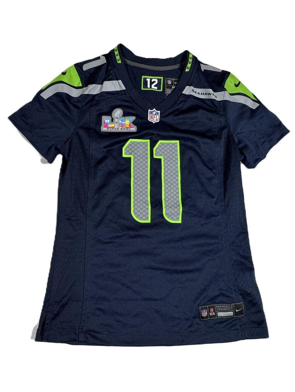 Nike Jaxon Smith-Njigba #11 Seattle Seahawks Navy Super Bowl Jersey Womens M NEW